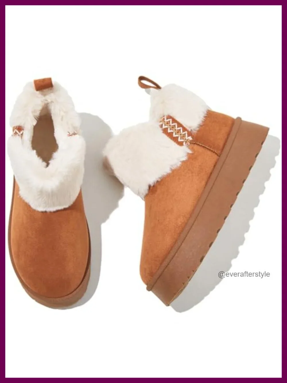 Faux Fur Lined Ankle Boots Slip On Snow Boots Winter Warm